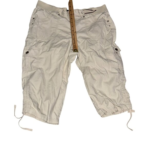 Gloria Vanderbilt Womens Cream Cotton Capri Cargo Pants Size 10 With Drawstring - Picture 5 of 6